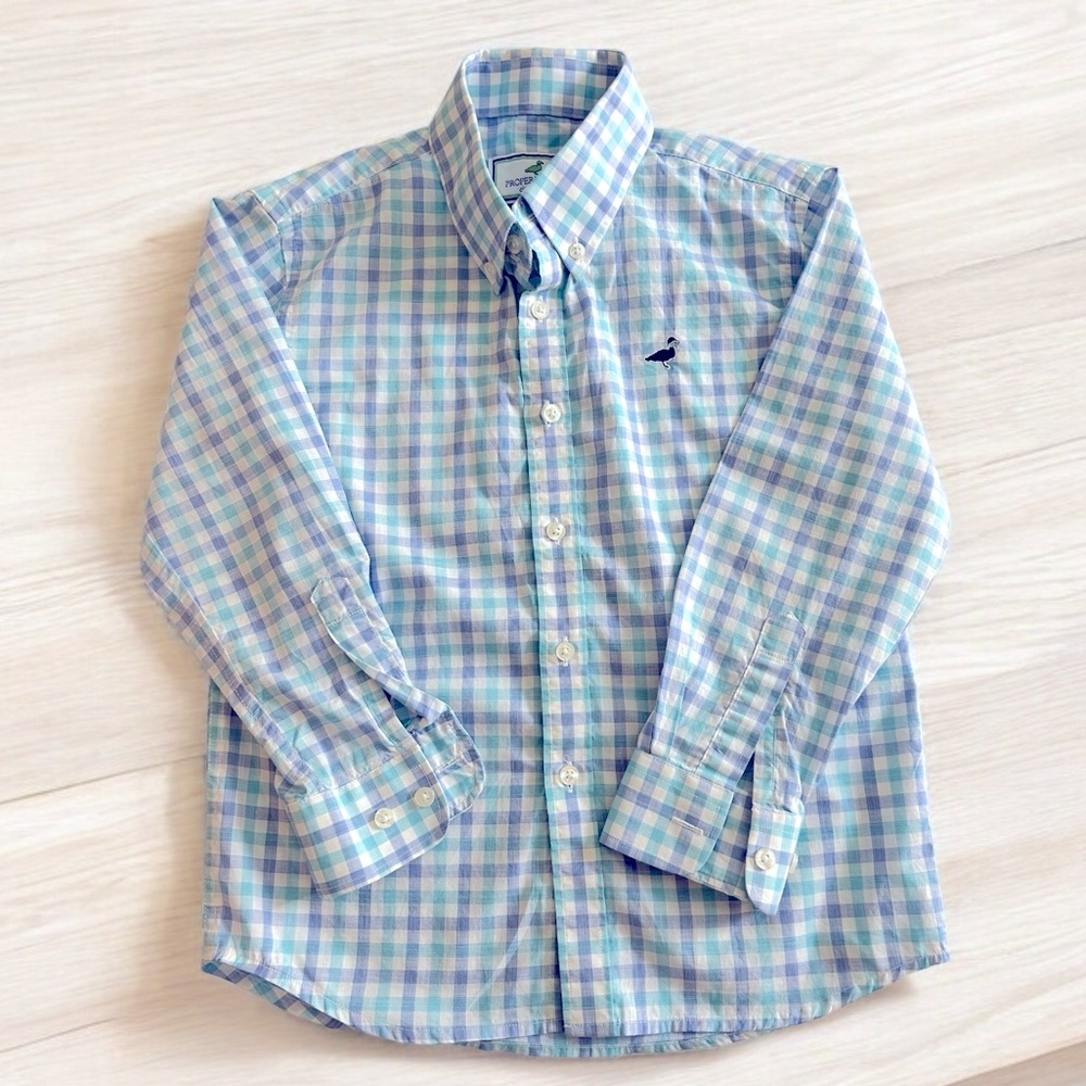 Pretty blue and purple button up by Properly Tied